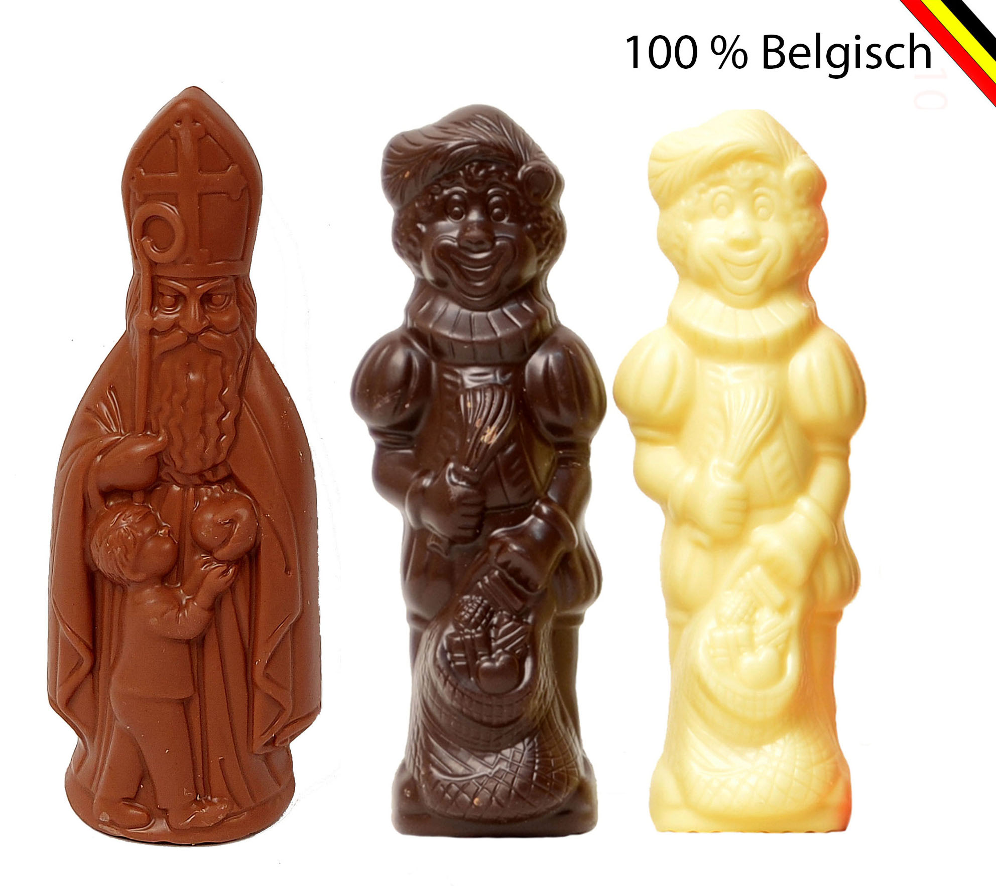 3 chocolade figuren in een zakje
